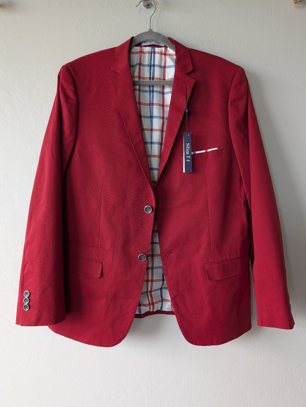 Paisley & Gray Red Slim Fit Modern Sport Coat Cotton Blend Size L